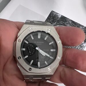 NWT G-Shock GA-2100-1AER Stainless Steel CasiOak Mod